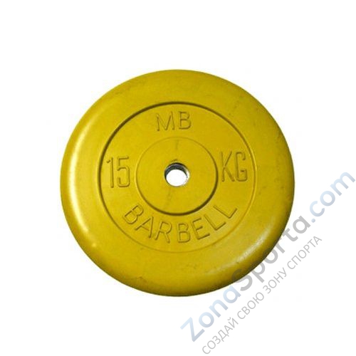 Диск обрезиненый цветной MB Barbell MB50-15 d-50мм 15кг