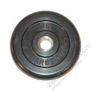 Диск обрезиненый черный MB Barbell MB50-2,5 d-50мм 2,5кг