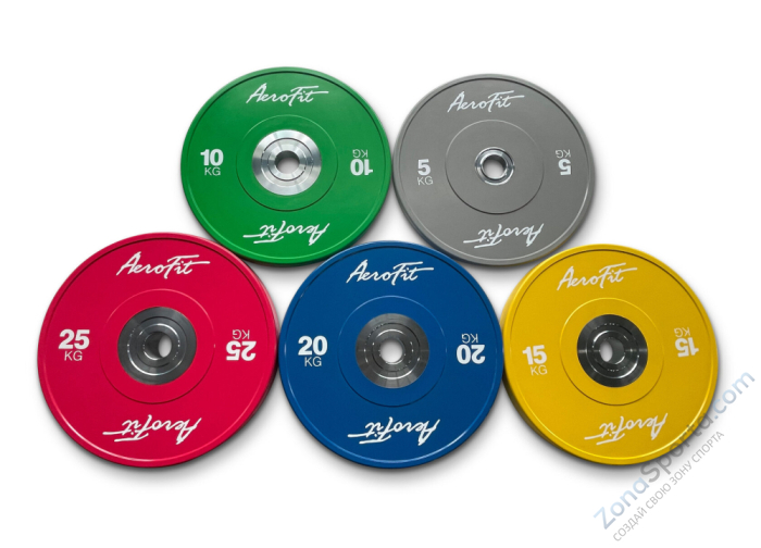 Бамперные диски для кроссфита, цветные 20 кг AeroFIT AFBDC Бамперные диски для кроссфита, цветные 20 кг AeroFIT AFBDC