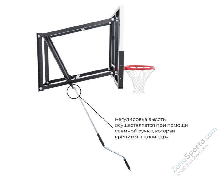 Баскетбольный щит DFC со съёмным регулятором высоты, стекло 6 мм, 110 х 70 см Баскетбольный щит DFC со съёмным регулятором высоты, стекло 6 мм, 110 х 70 см