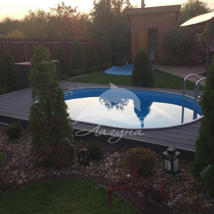 Бассейн Лагуна ТМ828 овальный вкапываемый 5 х 3 х 1.25 м Бассейн Лагуна ТМ828 овальный вкапываемый 5 х 3 х 1.25 м