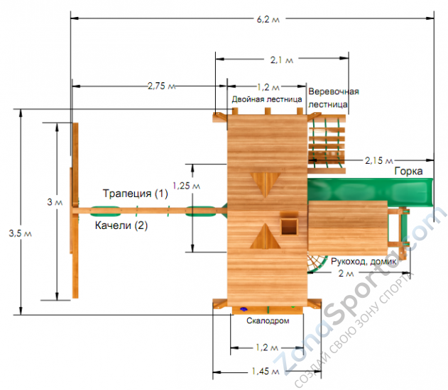 Деревянная детская площадка для дачи Igragrad Крепость Фани Deluxe Деревянная детская площадка для дачи Igragrad Крепость Фани Deluxe
