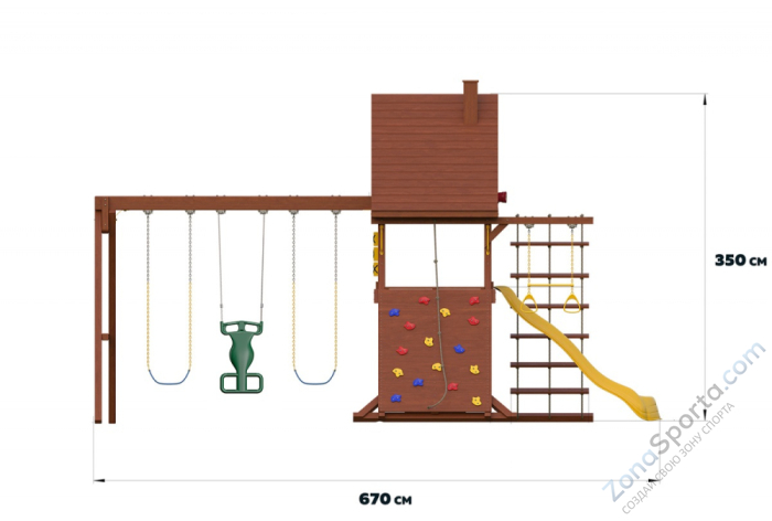 Детский игровой комплекс SunriseStar с деревянной крышей Детский игровой комплекс SunriseStar с деревянной крышей