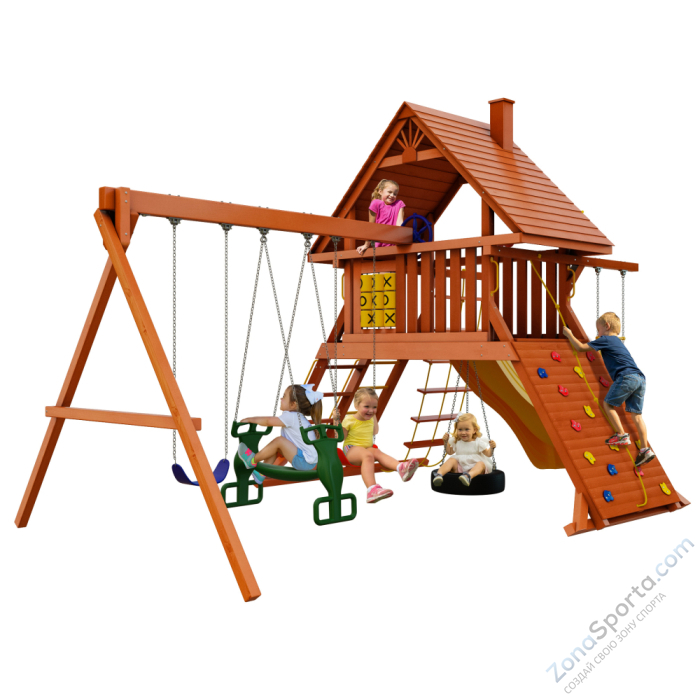 Детский игровой комплекс SunriseStar с деревянной крышей Детский игровой комплекс SunriseStar с деревянной крышей