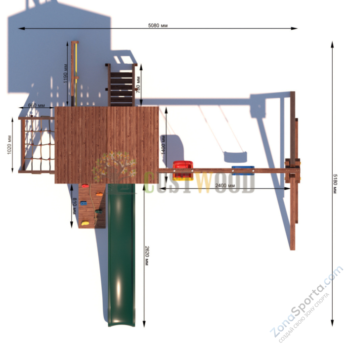 Детская деревянная игровая площадка для улицы дачи CustWood Active 6 Детская деревянная игровая площадка для улицы дачи CustWood Active 6