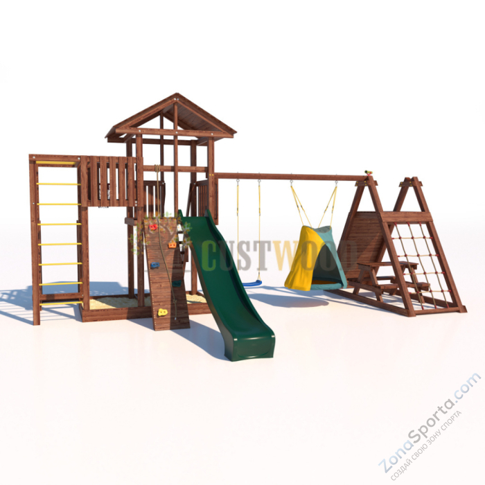 Детская деревянная игровая площадка для улицы дачи CustWood Active 2 Детская деревянная игровая площадка для улицы дачи CustWood Active 2
