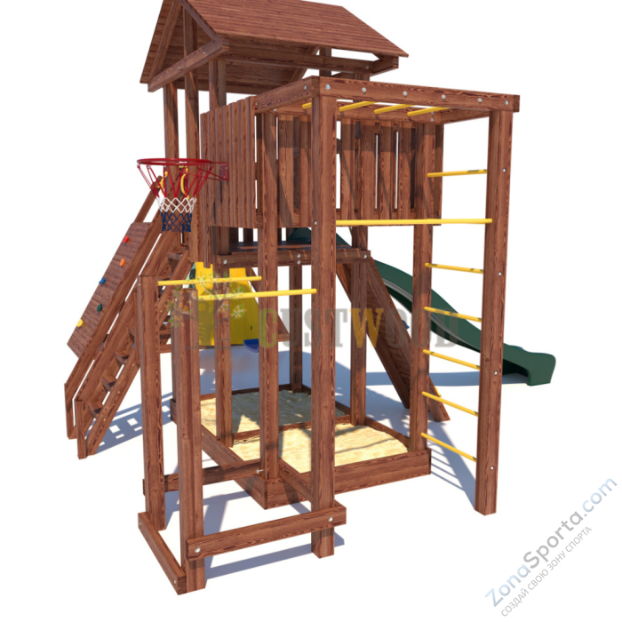 Детская деревянная игровая площадка для улицы дачи CustWood Active 2 Детская деревянная игровая площадка для улицы дачи CustWood Active 2