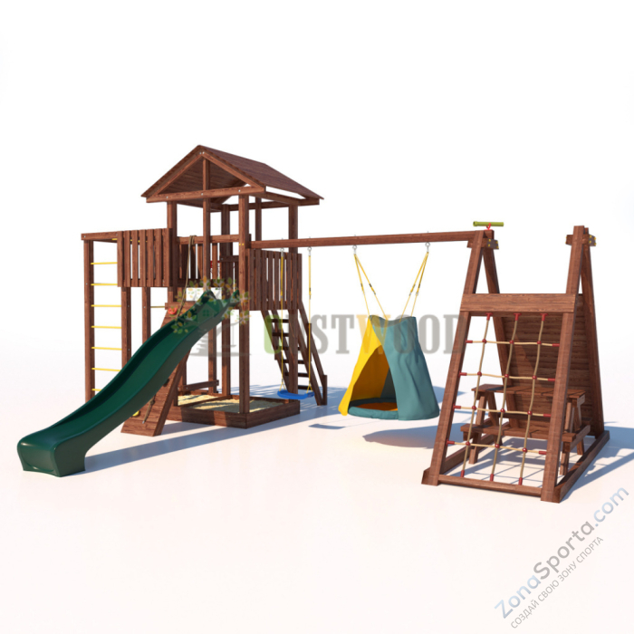 Детская деревянная игровая площадка для улицы дачи CustWood Active 2 Детская деревянная игровая площадка для улицы дачи CustWood Active 2