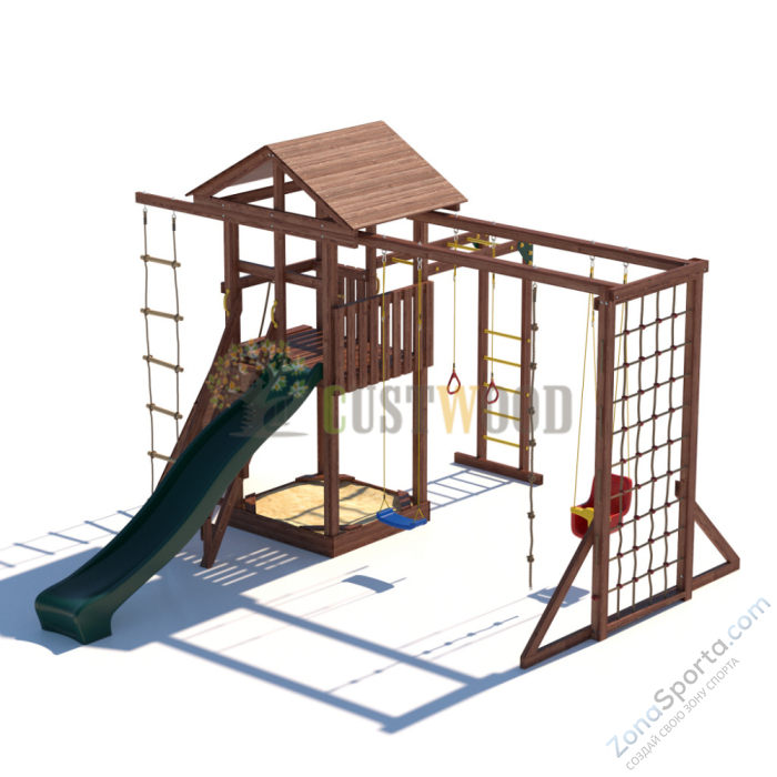 Детская деревянная игровая площадка для улицы дачи CustWood Active 3 Детская деревянная игровая площадка для улицы дачи CustWood Active 3