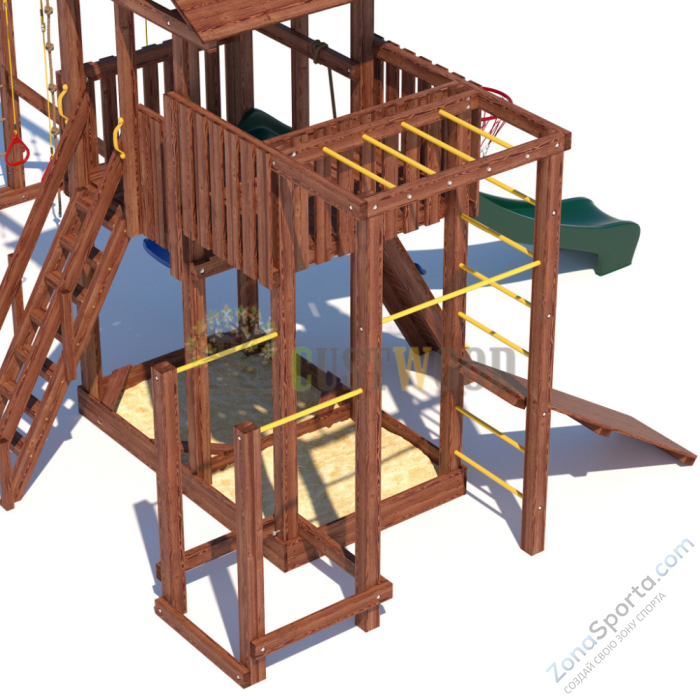 Детская деревянная игровая площадка для улицы дачи CustWood Active 4 Детская деревянная игровая площадка для улицы дачи CustWood Active 4