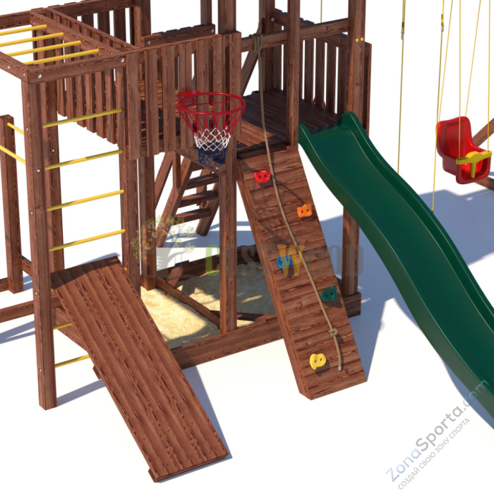 Детская деревянная игровая площадка для улицы дачи CustWood Active 4 Детская деревянная игровая площадка для улицы дачи CustWood Active 4