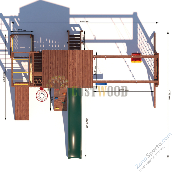 Детская деревянная игровая площадка для улицы дачи CustWood Active 4 Детская деревянная игровая площадка для улицы дачи CustWood Active 4