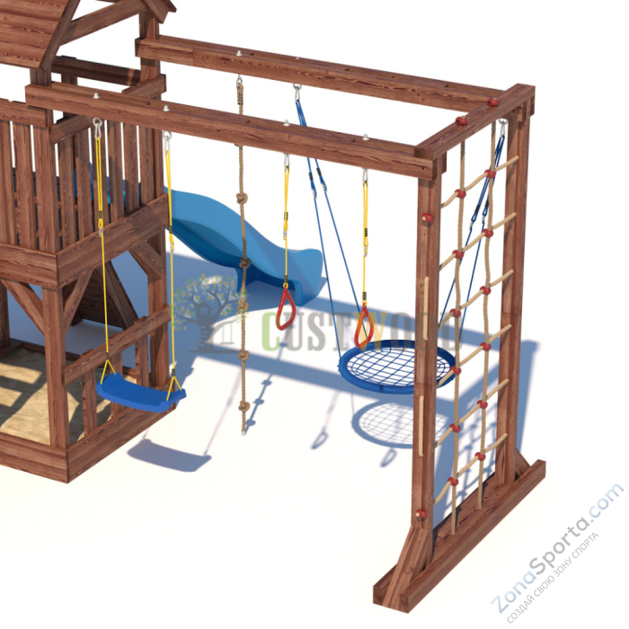Детская деревянная игровая площадка для улицы дачи CustWood Scout SC10 с деревянной крышей Детская деревянная игровая площадка для улицы дачи CustWood Scout SC10 с деревянной крышей