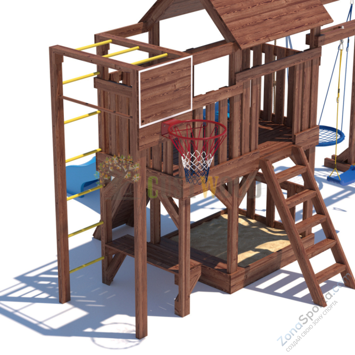 Детская деревянная игровая площадка для улицы дачи CustWood Scout SC10 с деревянной крышей Детская деревянная игровая площадка для улицы дачи CustWood Scout SC10 с деревянной крышей