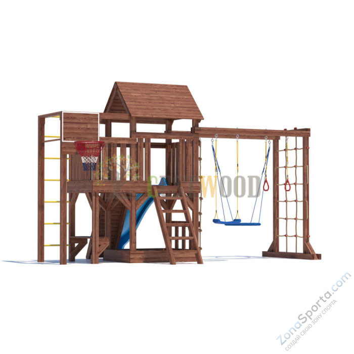 Детская деревянная игровая площадка для улицы дачи CustWood Scout SC10 с деревянной крышей Детская деревянная игровая площадка для улицы дачи CustWood Scout SC10 с деревянной крышей