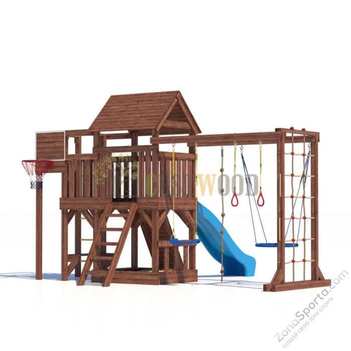 Детская деревянная игровая площадка для улицы дачи CustWood Scout SC10 с деревянной крышей Детская деревянная игровая площадка для улицы дачи CustWood Scout SC10 с деревянной крышей