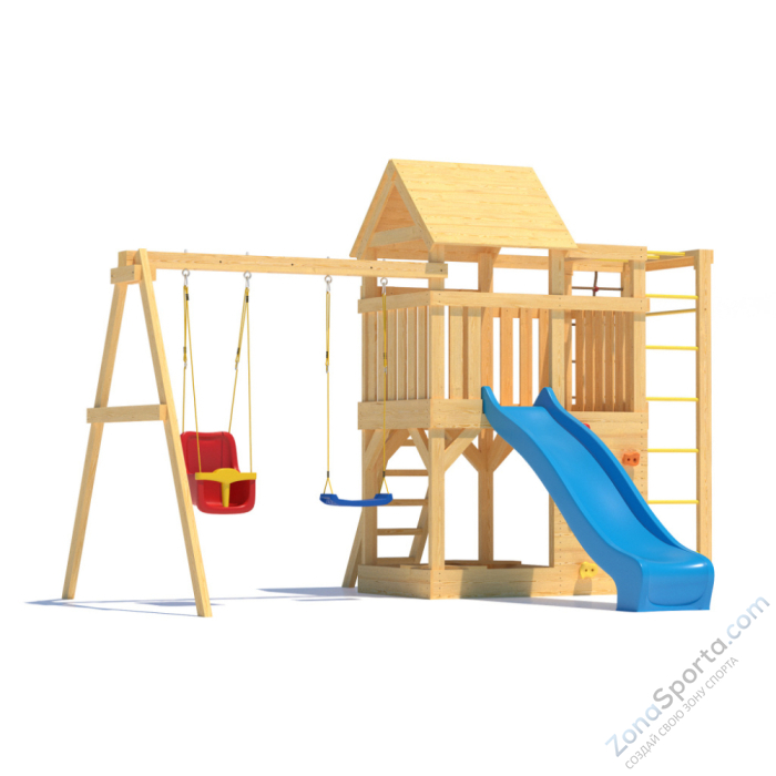 Детская площадка CustWood Scout S4 с деревянной крышей  Детская площадка CustWood Scout S4 с деревянной крышей