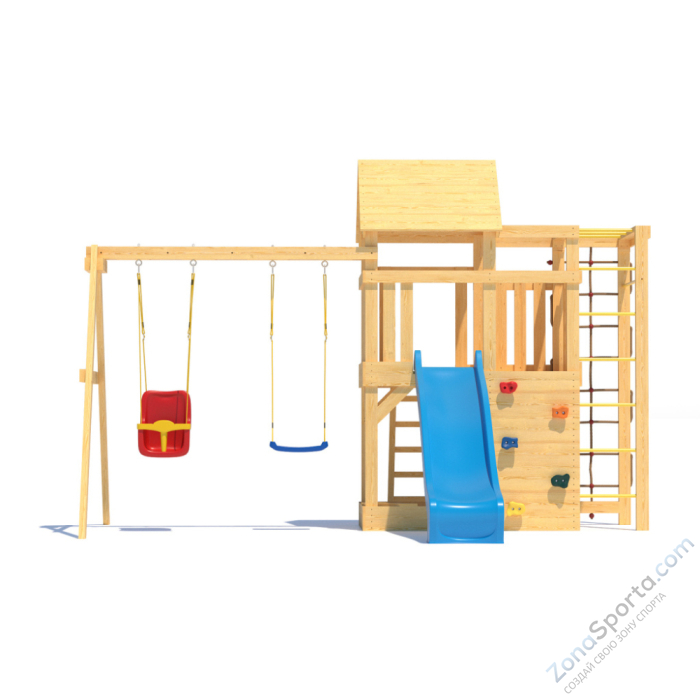Детская площадка CustWood Scout S4 с деревянной крышей  Детская площадка CustWood Scout S4 с деревянной крышей