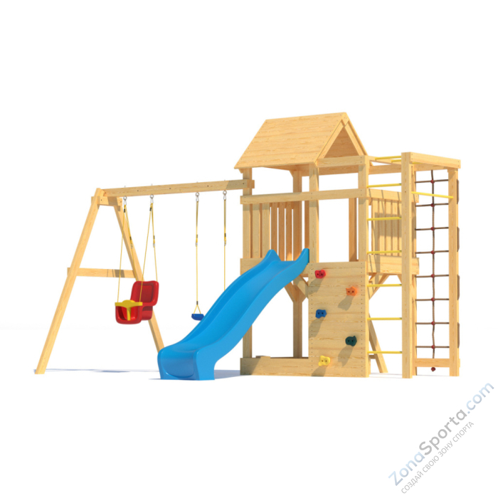 Детская площадка CustWood Scout S4 с деревянной крышей  Детская площадка CustWood Scout S4 с деревянной крышей