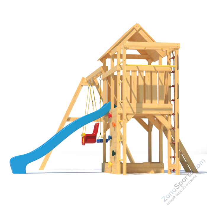Детская площадка CustWood Scout S4 с деревянной крышей  Детская площадка CustWood Scout S4 с деревянной крышей