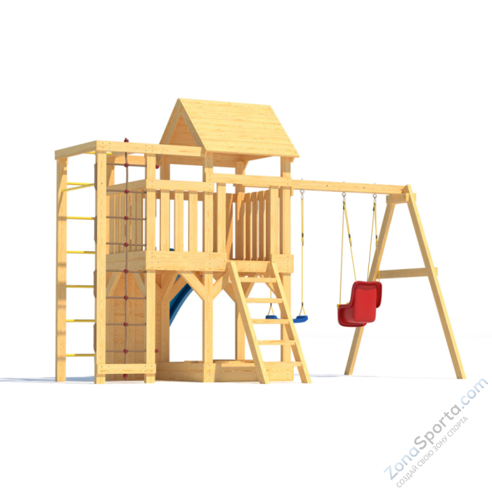 Детская площадка CustWood Scout S4 с деревянной крышей  Детская площадка CustWood Scout S4 с деревянной крышей