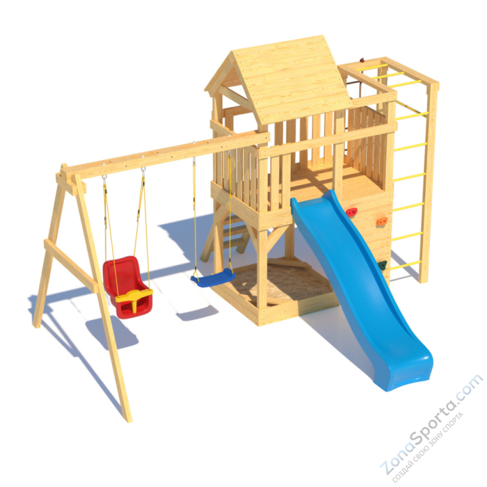 Детская площадка CustWood Scout S4 с деревянной крышей  Детская площадка CustWood Scout S4 с деревянной крышей
