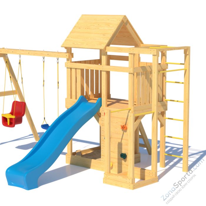 Детская площадка CustWood Scout S5 с деревянной крышей  Детская площадка CustWood Scout S5 с деревянной крышей