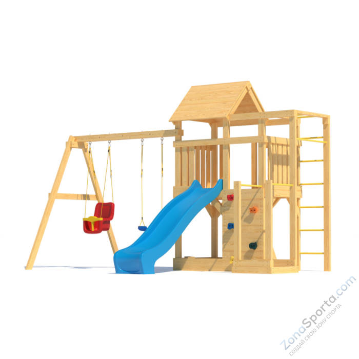 Детская площадка CustWood Scout S5 с деревянной крышей  Детская площадка CustWood Scout S5 с деревянной крышей