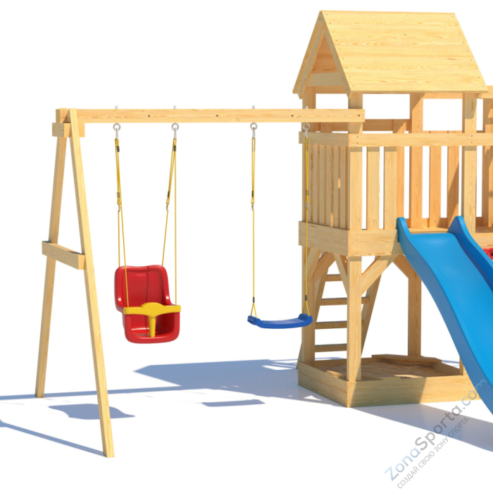 Детская площадка CustWood Scout S5 с деревянной крышей  Детская площадка CustWood Scout S5 с деревянной крышей