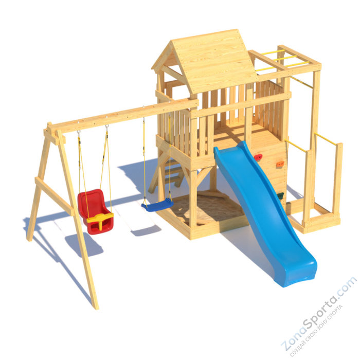 Детская площадка CustWood Scout S5 с деревянной крышей  Детская площадка CustWood Scout S5 с деревянной крышей