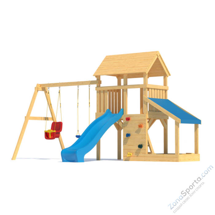 Детская площадка CustWood Scout S7+ с большой деревянной крышей Детская площадка CustWood Scout S7+ с большой деревянной крышей