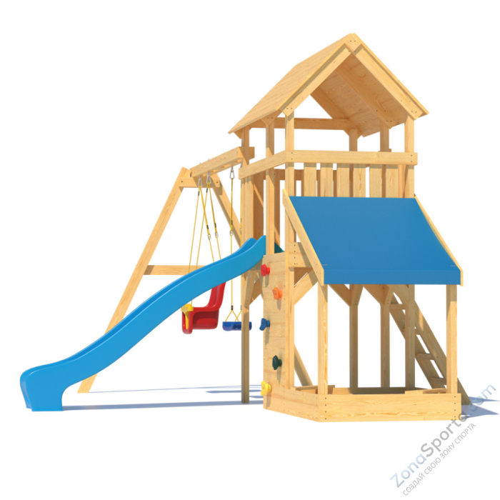 Детская площадка CustWood Scout S7+ с большой деревянной крышей Детская площадка CustWood Scout S7+ с большой деревянной крышей