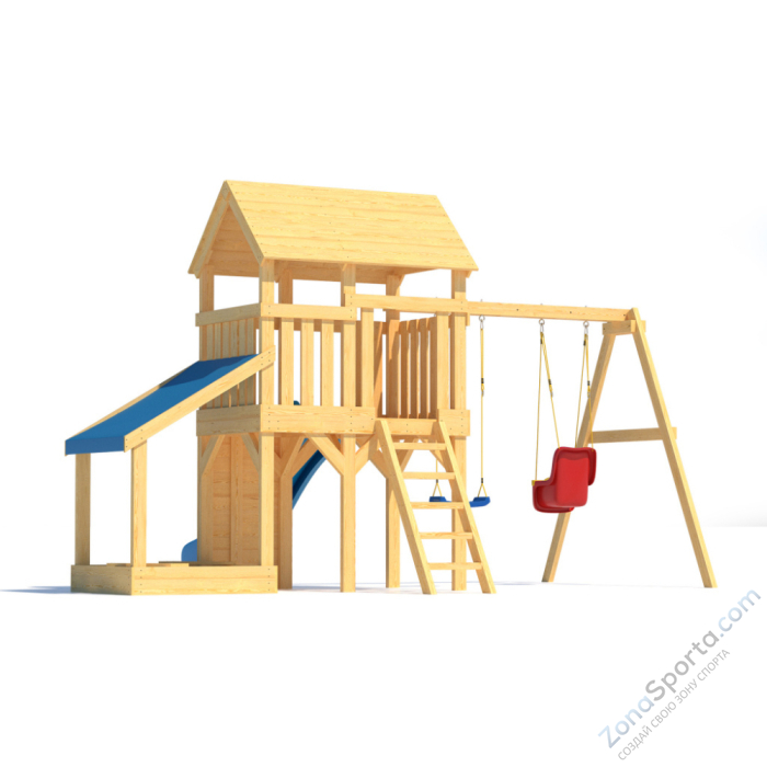 Детская площадка CustWood Scout S7+ с большой деревянной крышей Детская площадка CustWood Scout S7+ с большой деревянной крышей