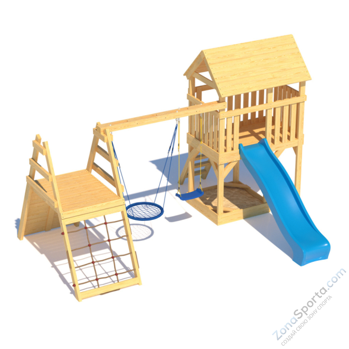 Детская площадка CustWood Scout S8+ с большой деревянной крышей Детская площадка CustWood Scout S8+ с большой деревянной крышей
