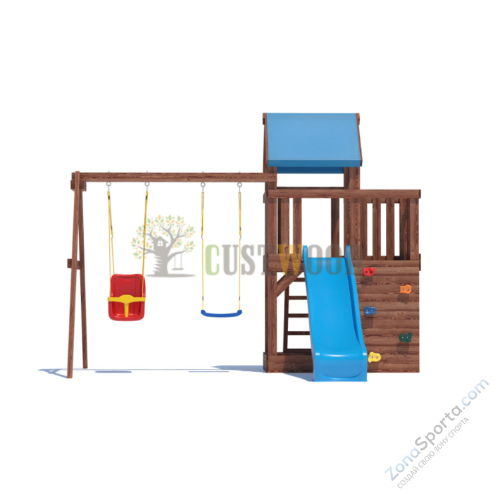 Детская деревянная игровая площадка для улицы дачи CustWood Scout SC3 Детская деревянная игровая площадка для улицы дачи CustWood Scout SC3