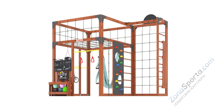 Детская площадка Савушка Куб-2 (Махагон) с гамаком для йоги Детская площадка Савушка Куб-2 (Махагон) с гамаком для йоги