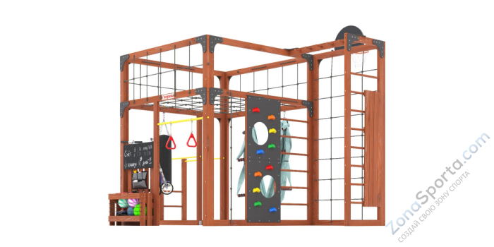 Детская площадка Савушка Куб-2 (Махагон) с гамаком для йоги Детская площадка Савушка Куб-2 (Махагон) с гамаком для йоги