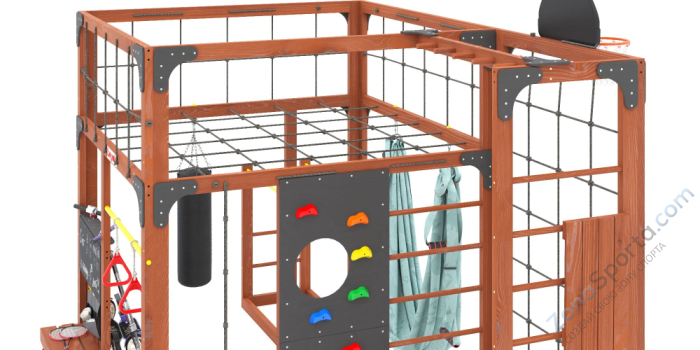 Детская площадка Савушка Куб-2 (Махагон) с гамаком для йоги Детская площадка Савушка Куб-2 (Махагон) с гамаком для йоги