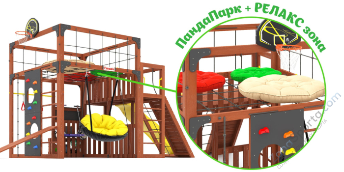 Детская площадка Савушка Куб-3 (Махагон) с подушками Детская площадка Савушка Куб-3 (Махагон) с подушками