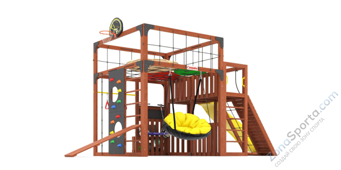 Детская площадка Савушка Куб-3 (Махагон) с подушками Детская площадка Савушка Куб-3 (Махагон) с подушками