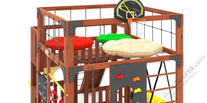 Детская площадка Савушка Куб-3 (Махагон) с подушками Детская площадка Савушка Куб-3 (Махагон) с подушками