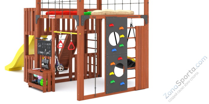 Детская площадка Савушка Куб-3 (Махагон) с подушками Детская площадка Савушка Куб-3 (Махагон) с подушками