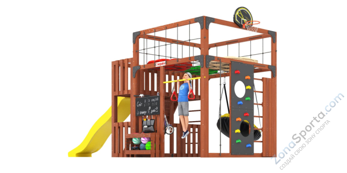 Детская площадка Савушка Куб-3 (Махагон) с подушками Детская площадка Савушка Куб-3 (Махагон) с подушками