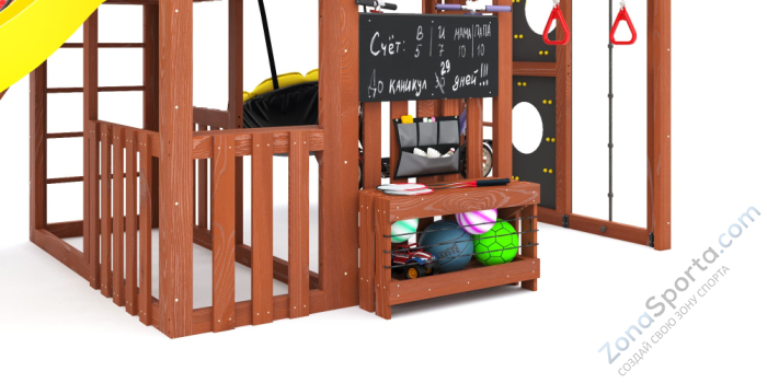 Детская площадка Савушка Куб-3 (Махагон) с подушками Детская площадка Савушка Куб-3 (Махагон) с подушками