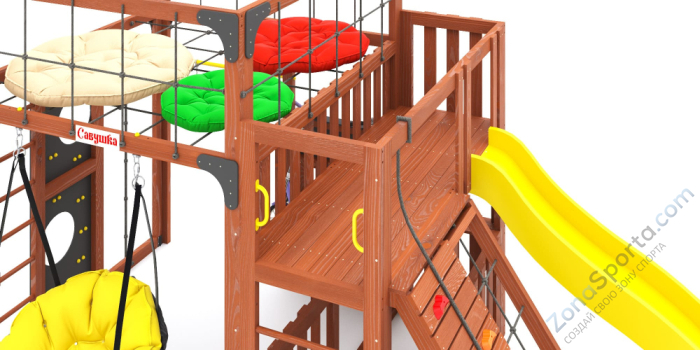 Детская площадка Савушка Куб-3 (Махагон) с подушками Детская площадка Савушка Куб-3 (Махагон) с подушками