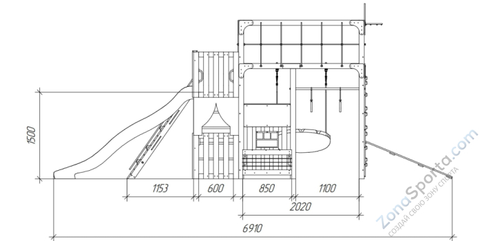 Детская площадка Савушка Куб-3 (Махагон) с подушками Детская площадка Савушка Куб-3 (Махагон) с подушками
