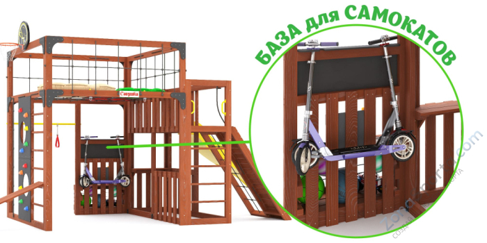 Детская площадка Савушка Куб-3 (Махагон) с подушками Детская площадка Савушка Куб-3 (Махагон) с подушками