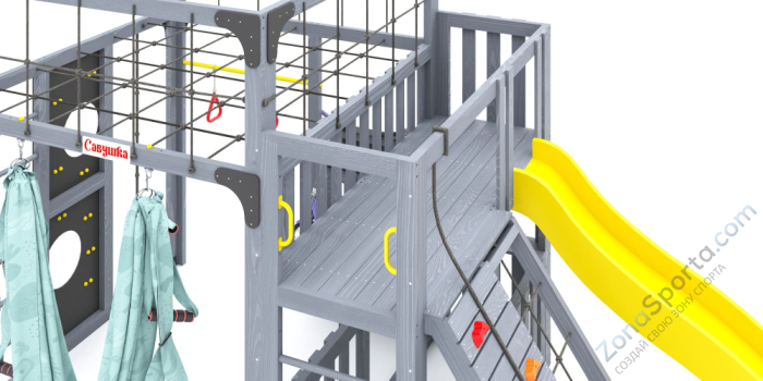 Детская площадка Савушка Куб-3 (Серый) с гамаком для йоги