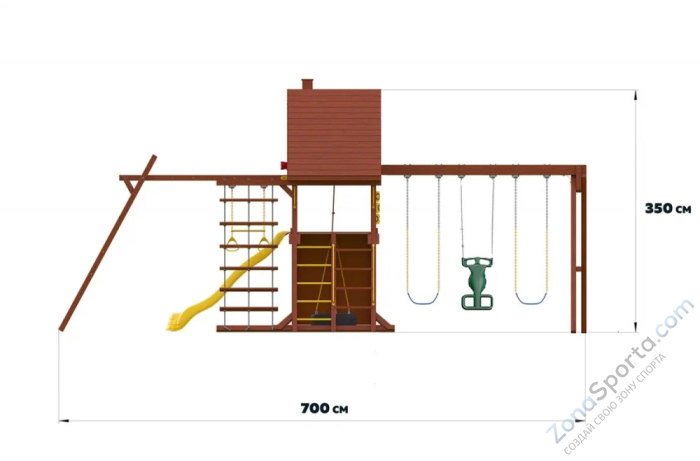 Детский игровой комплекс SunriseStar с деревянной крышей и рукоходом Детский игровой комплекс SunriseStar с деревянной крышей и рукоходом