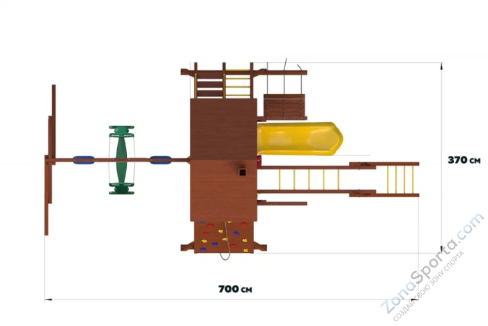 Детский игровой комплекс SunriseStar с деревянной крышей и рукоходом Детский игровой комплекс SunriseStar с деревянной крышей и рукоходом